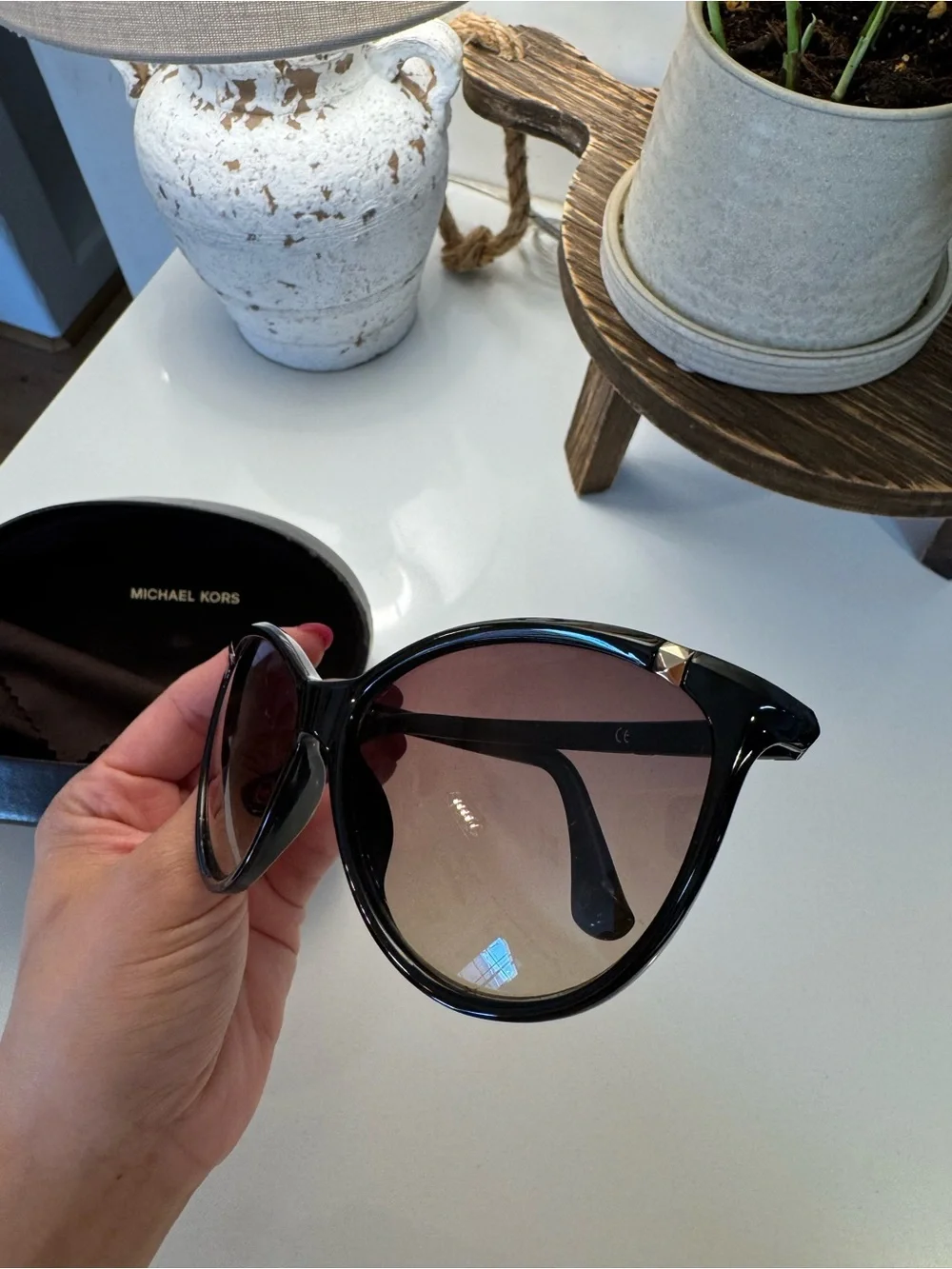 Michael Kors Black Frame Sunglasses with Brown Gradient Lenses - Picture 3 of 7